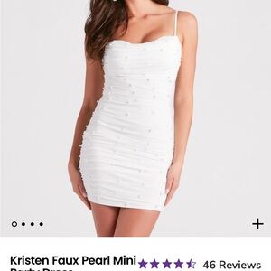 Windsor Kristen Faux Pearl Mini Party Dress in white size medium